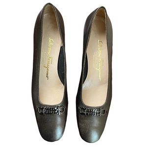 Salvatore Ferragamo Brown Chain Pump Shoes